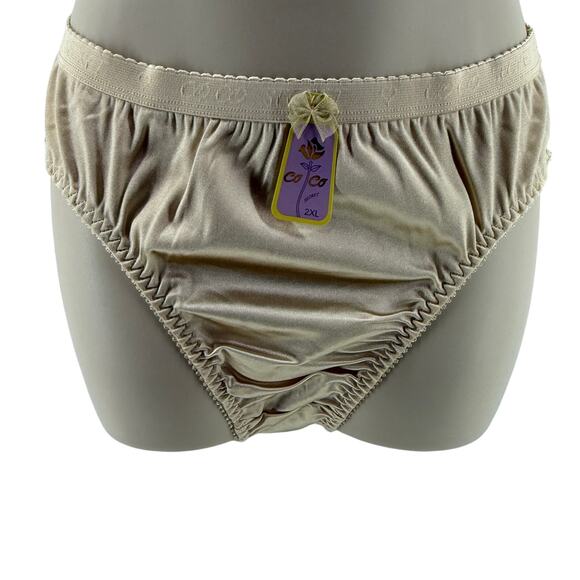 Coco Secrets Neutral Beige Satin Full Coverage Panties Underwear #38306Q 2XL - Picture 1 of 4